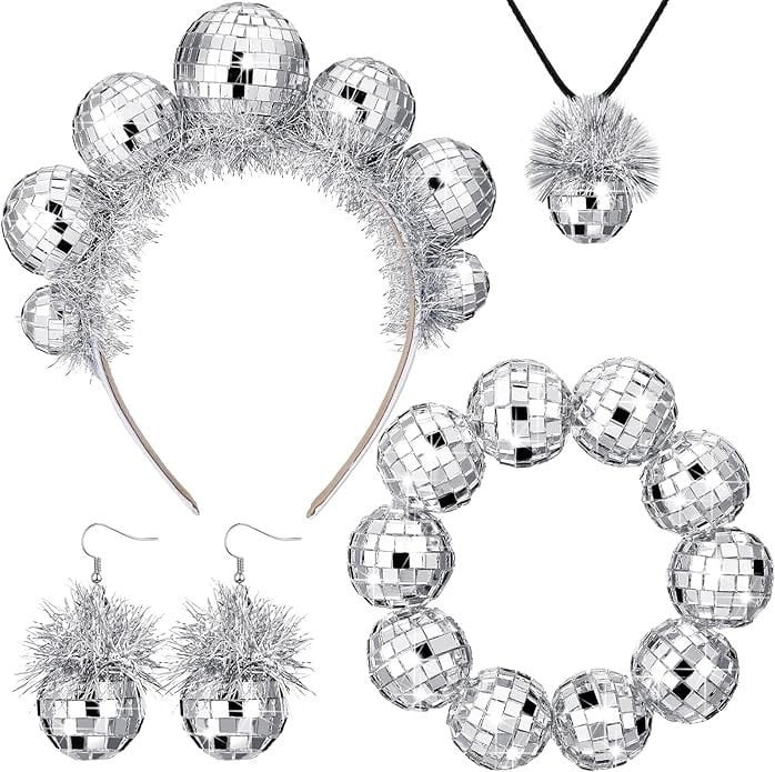 Galvas lente ar disko bumbu no rižu pērlēm, roku darbs, sievietēm