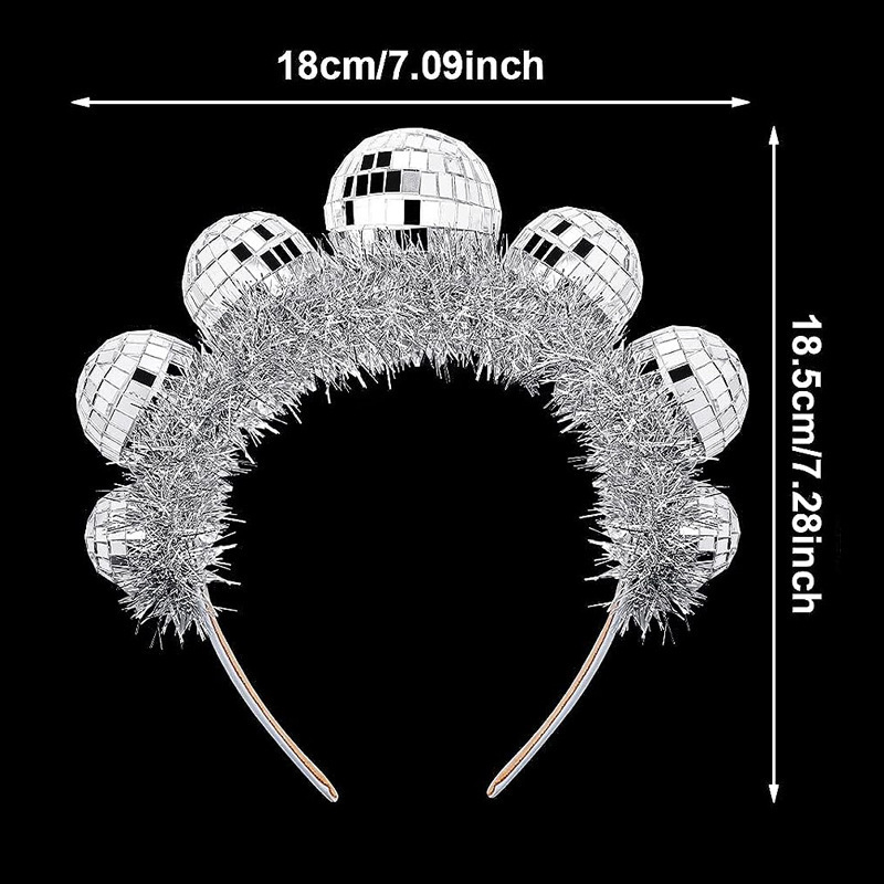 Galvas lente ar disko bumbu no rižu pērlēm, roku darbs, sievietēm