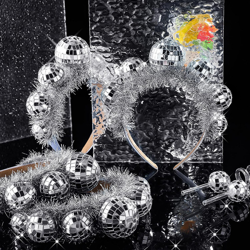 Galvas lente ar disko bumbu no rižu pērlēm, roku darbs, sievietēm