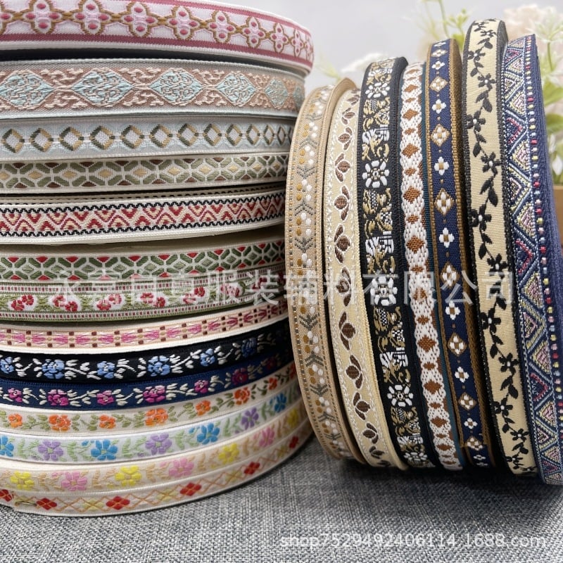 Siuvama žakardo juostelė DIY rankdarbiams, etninio stiliaus dekoratyvinė juostelė Hanfu kostiumams