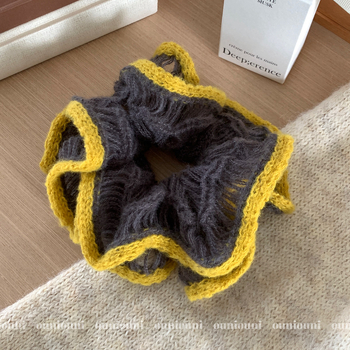 Scrunchie za kosu od mohaira, pleteni, dvostruki sloj, korejski stil, zima 2025