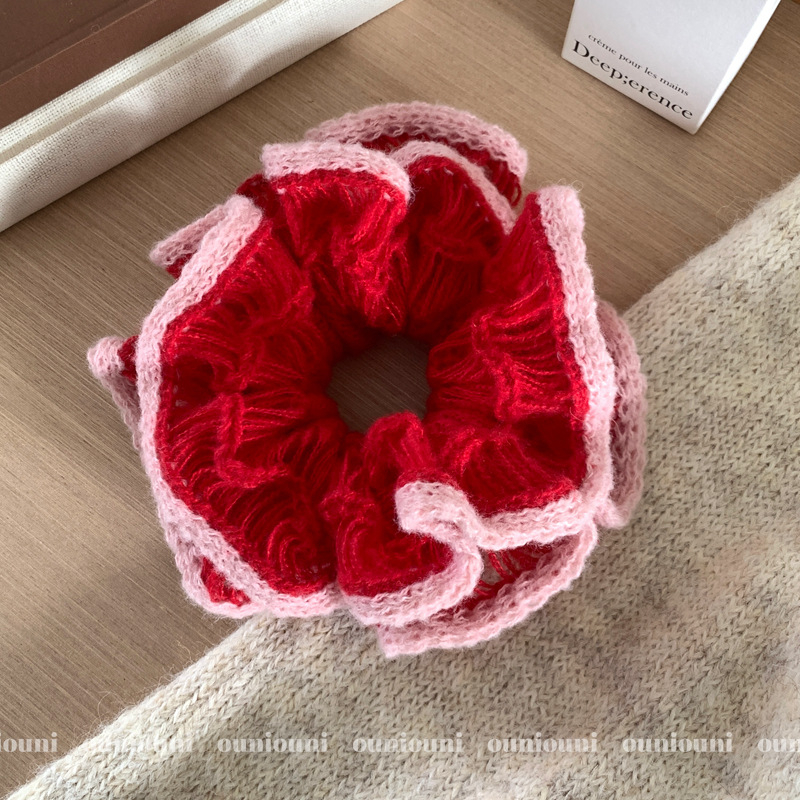 Scrunchie za kosu od mohaira, pleteni, dvostruki sloj, korejski stil, zima 2025
