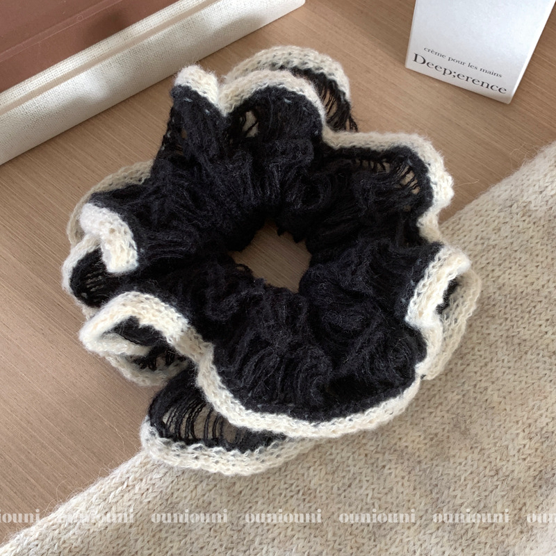 Scrunchie za kosu od mohaira, pleteni, dvostruki sloj, korejski stil, zima 2025