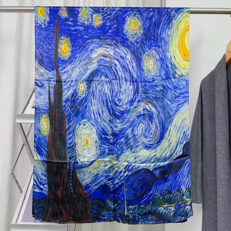 Šilko šalikas, 100% šilkas, paprasta audinys, 2025 m. pavasario leidimas, madingas miesto stilius, spaudinys