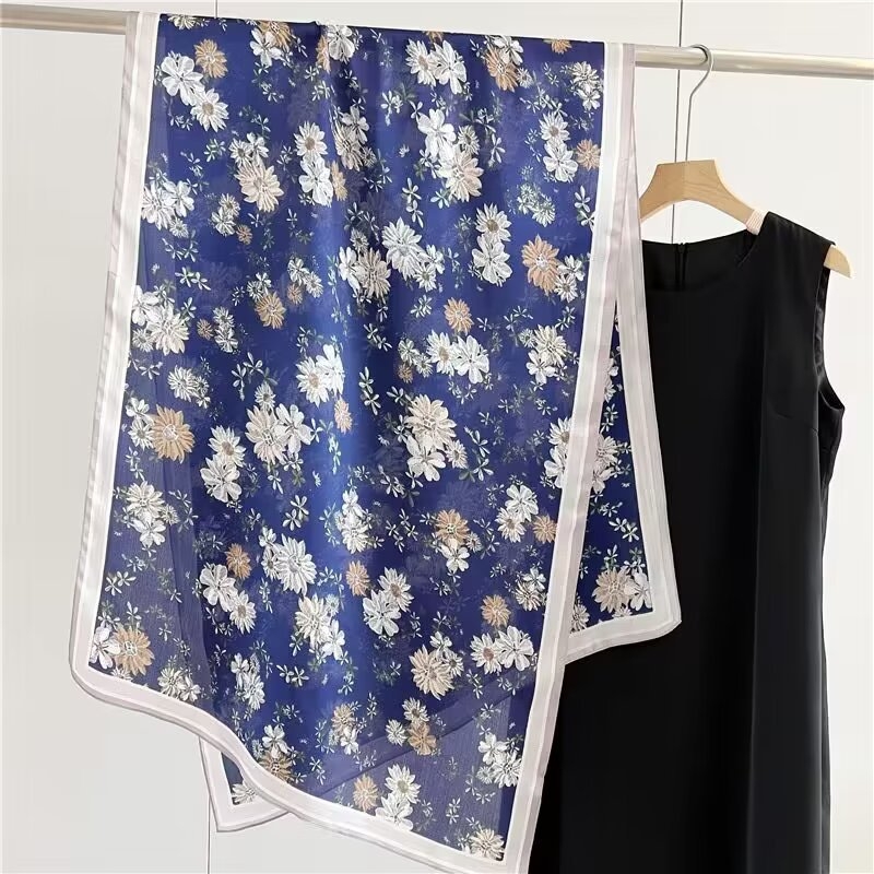 Šilko šalikas, 100% šilkas, paprasta audinys, 2025 m. pavasario leidimas, madingas miesto stilius, spaudinys