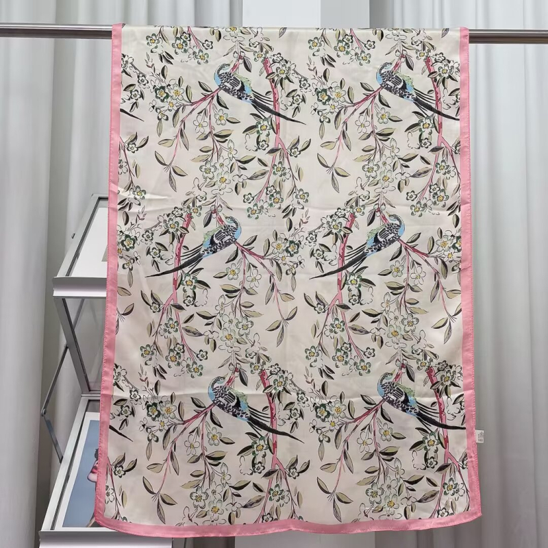 Šilko šalikas, 100% šilkas, paprasta audinys, 2025 m. pavasario leidimas, madingas miesto stilius, spaudinys