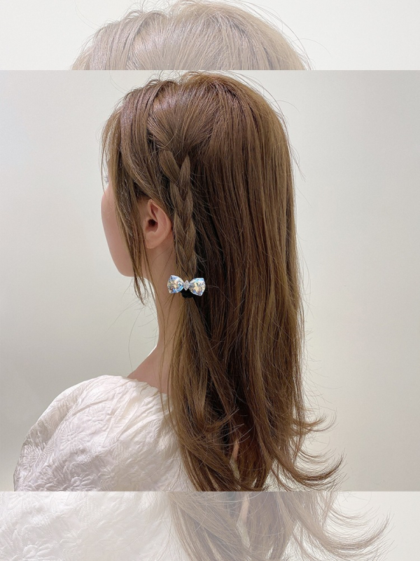 Krištolo plaukų kaspinėlis, korėjietiško stiliaus, gaivi ir saldi; medžiaga: krištolas; apdorojimas: elektroplatingas