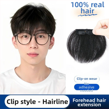 Vyrų plaukų linijos perukė - rankų audimo, ilgi žmogaus plaukai, plaukų linijos dengimas, galima dažyti