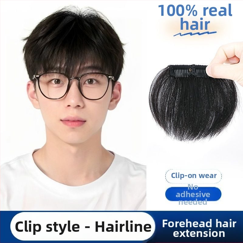 Vyrų plaukų linijos perukė - rankų audimo, ilgi žmogaus plaukai, plaukų linijos dengimas, galima dažyti