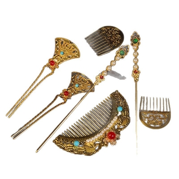 Metallist juukseaksessuaar retro stiilis lillemotiiviga – käsitöö, Lehui