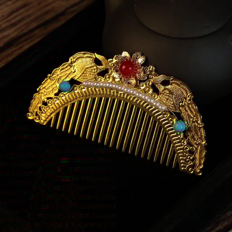 Metallist juukseaksessuaar retro stiilis lillemotiiviga – käsitöö, Lehui