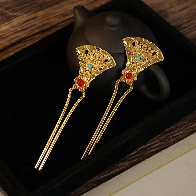 Metallist juukseaksessuaar retro stiilis lillemotiiviga – käsitöö, Lehui