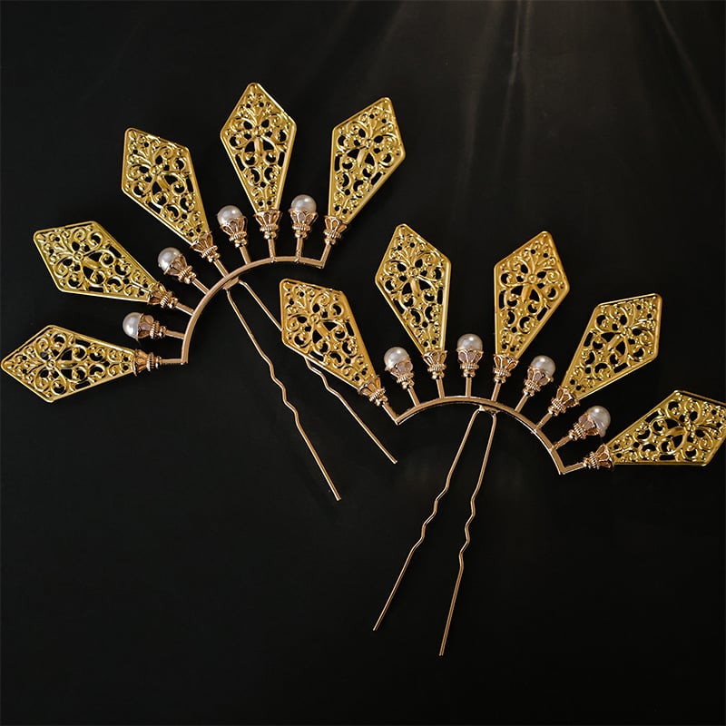 Metallist juukseaksessuaar retro stiilis lillemotiiviga – käsitöö, Lehui