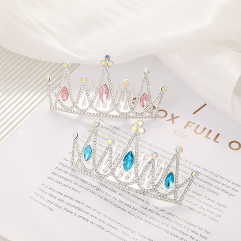 Гребен за коса с детска корона – принцесен стил, луксозен дизайн, кристали, електроплатина