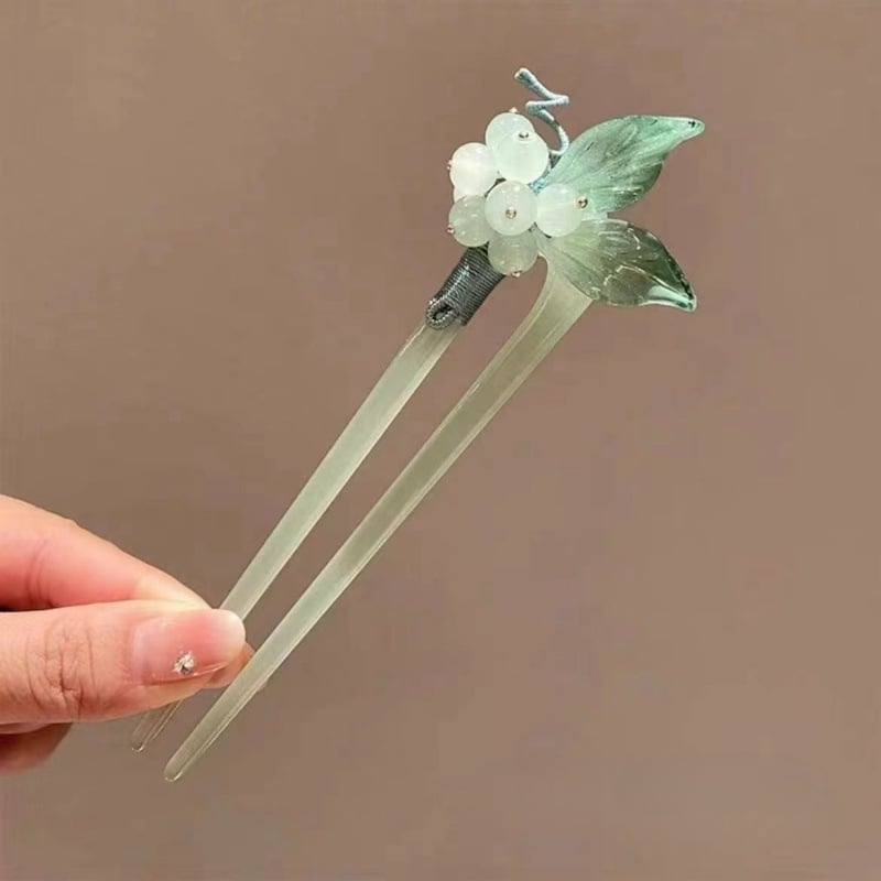 Juukseklemm õie motiiviga - Uus hiina stiil, naiste juukseaksessuaar, plastik/resiin, lillekujundus, eraldi pakendatud