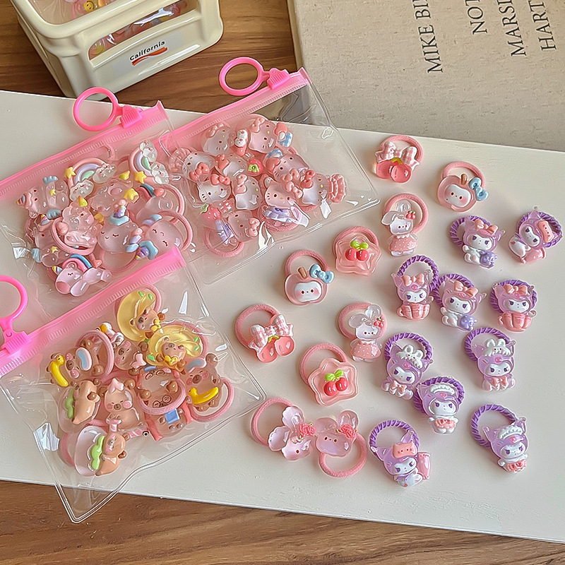 Kuromi gumice za kosu, crtani likovi, set 10 kom., ručno izrađene, plast/smola, za djecu