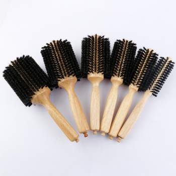 Дървен ролков гребен със свинска четина, опашна игла за разделяне на кичури и оформяне на къдрици