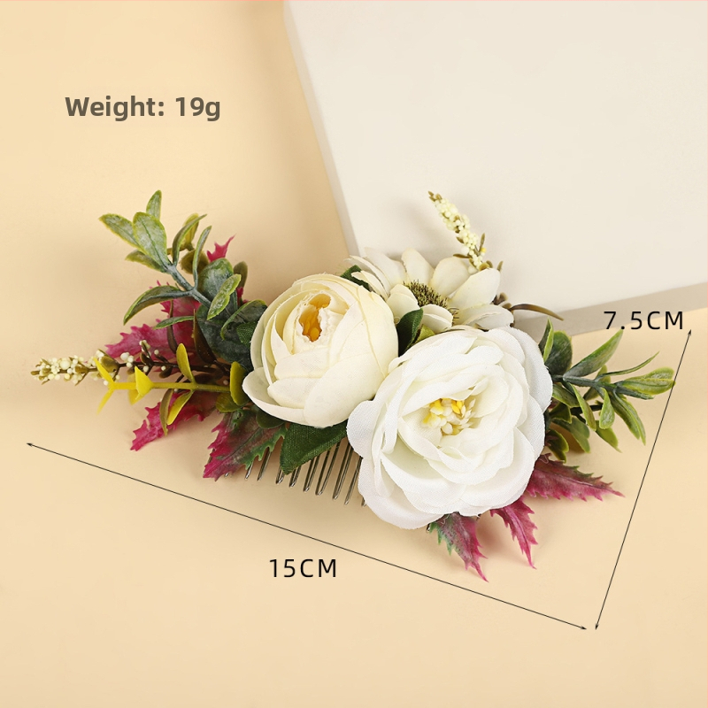 Гребен за коса във форма на цвете, ръчна изработка, материали: плат и пластмасови клонки, прост стил, произход Yiwu