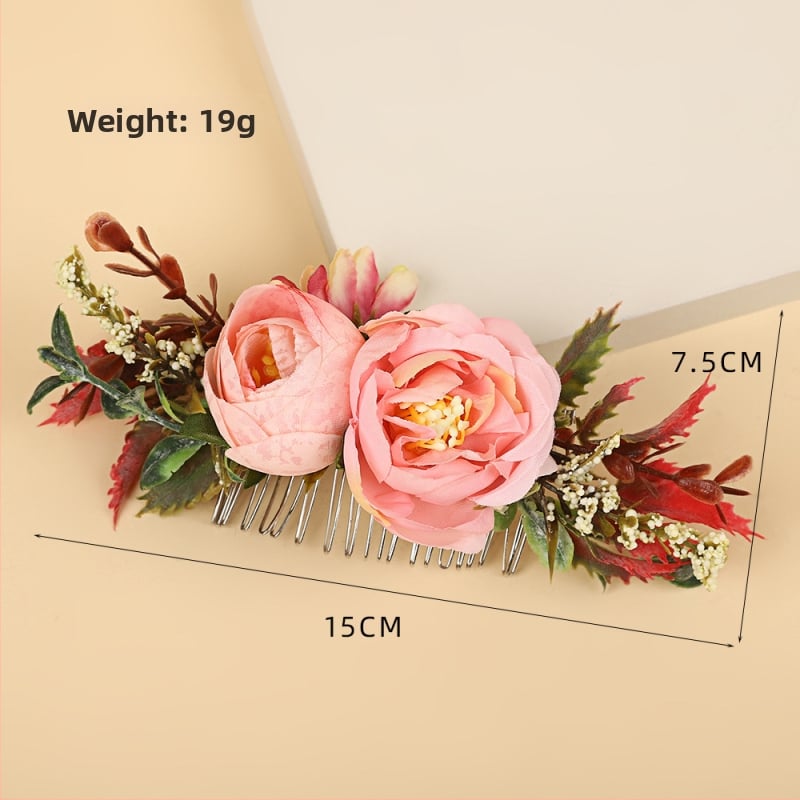 Гребен за коса във форма на цвете, ръчна изработка, материали: плат и пластмасови клонки, прост стил, произход Yiwu