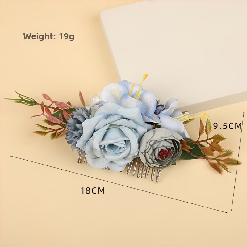 Гребен за коса във форма на цвете, ръчна изработка, материали: плат и пластмасови клонки, прост стил, произход Yiwu