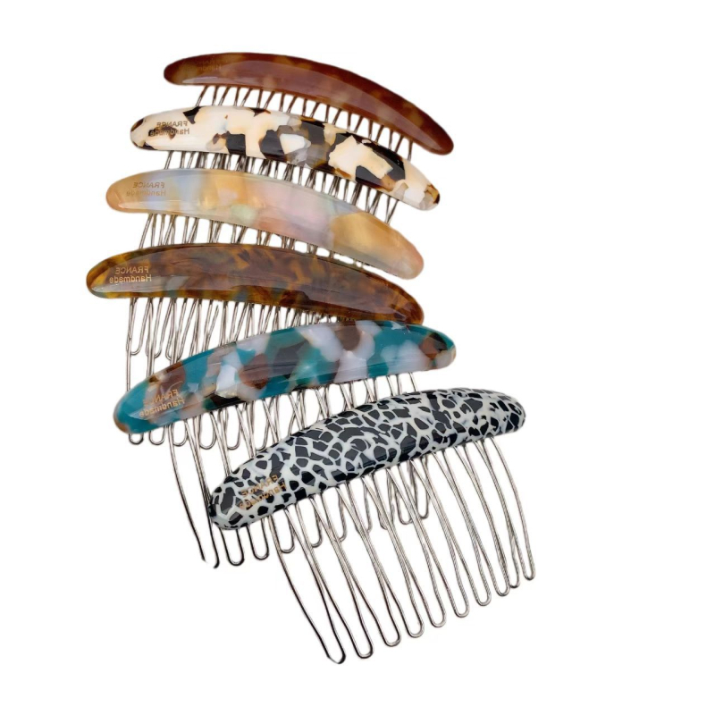 Jiashang ацетатен гребен за коса за жени - прост стил, геометрична форма, аметистен кристал, обработка: печено покритие