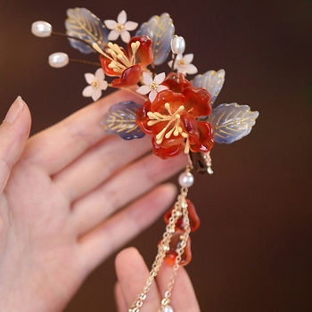 U-oblik ukosnica od staklenog cvijeta - vintage kineskog stila