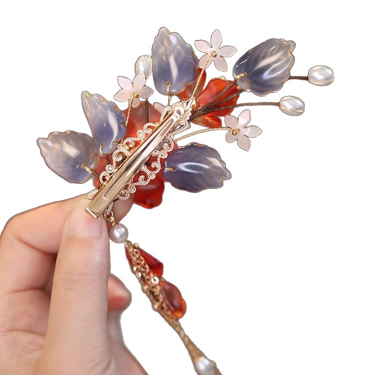 U-oblik ukosnica od staklenog cvijeta - vintage kineskog stila