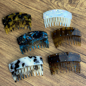 Acetatna geometrijska igla za kosu u korejskom stilu, s kristalima, ručna izrada