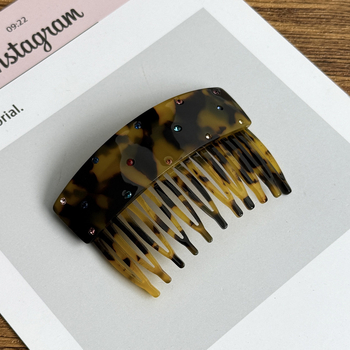 Acetatna geometrijska igla za kosu u korejskom stilu, s kristalima, ručna izrada