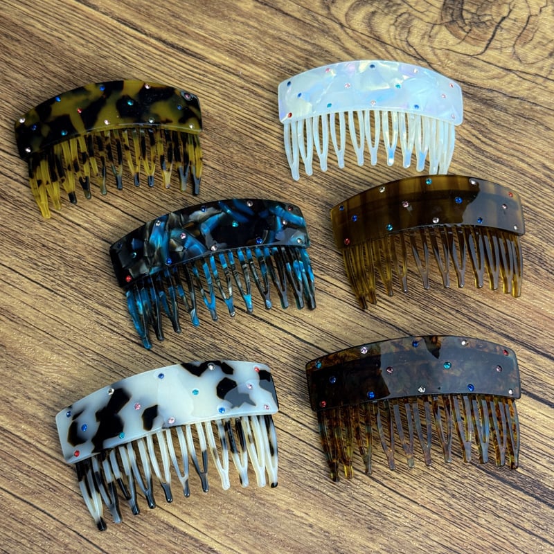 Acetatna geometrijska igla za kosu u korejskom stilu, s kristalima, ručna izrada