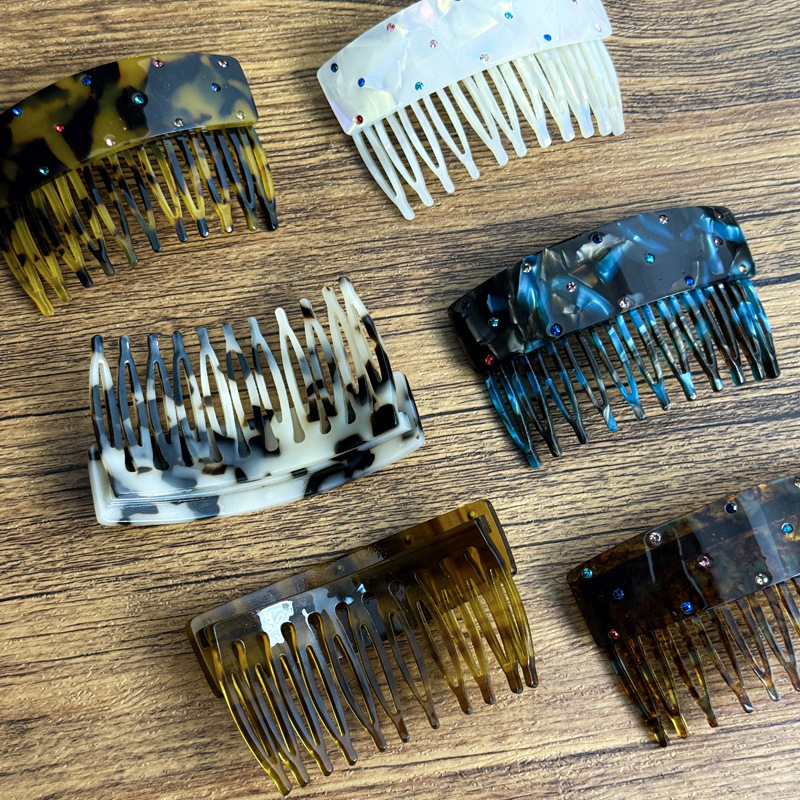 Acetatna geometrijska igla za kosu u korejskom stilu, s kristalima, ručna izrada