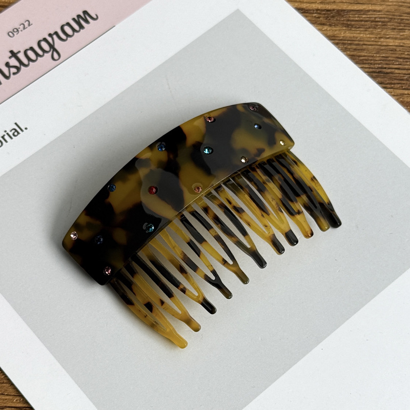 Acetatna geometrijska igla za kosu u korejskom stilu, s kristalima, ručna izrada