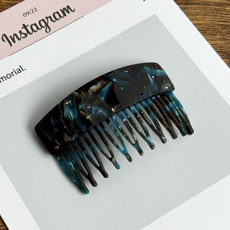 Acetatna geometrijska igla za kosu u korejskom stilu, s kristalima, ručna izrada