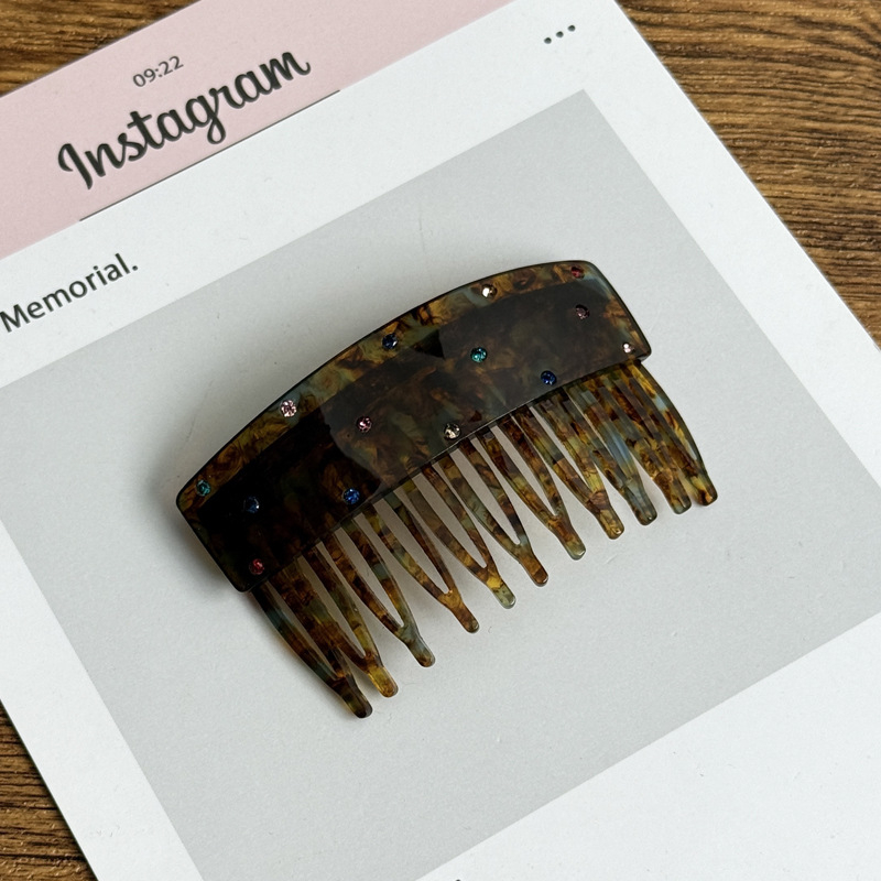 Acetatna geometrijska igla za kosu u korejskom stilu, s kristalima, ručna izrada