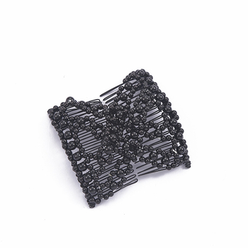 Spona za kosu od legure s perlama i pletenom mašnicom, elastični umetak, romboidni dizajn, tkanje — Xin aiduo