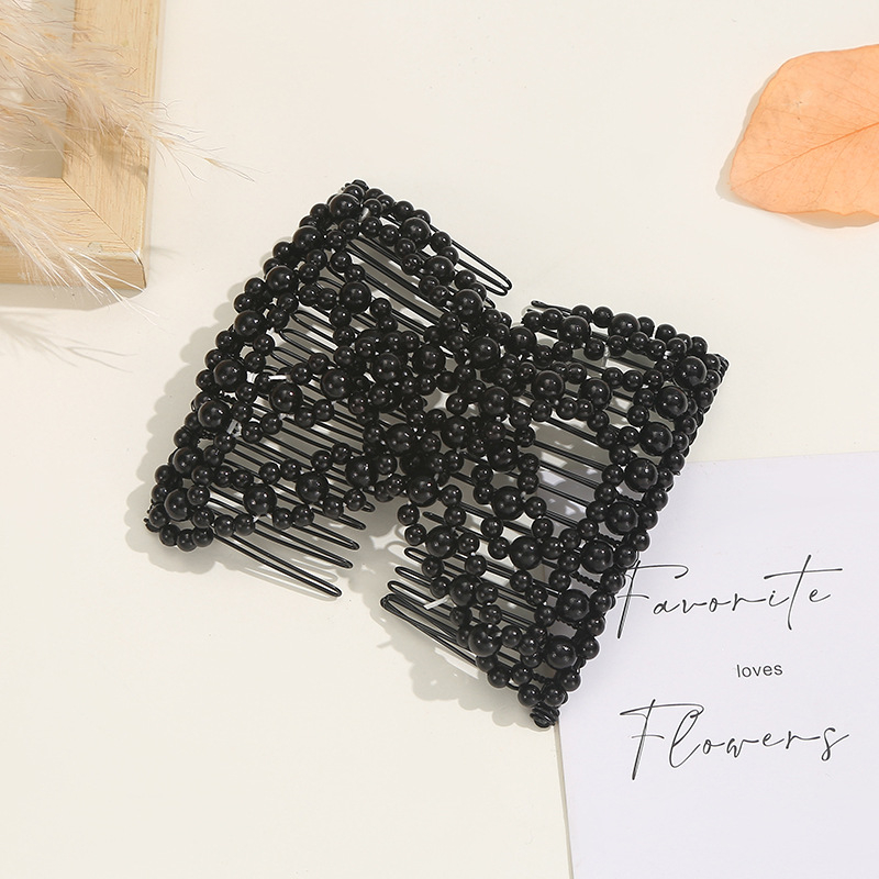 Spona za kosu od legure s perlama i pletenom mašnicom, elastični umetak, romboidni dizajn, tkanje — Xin aiduo