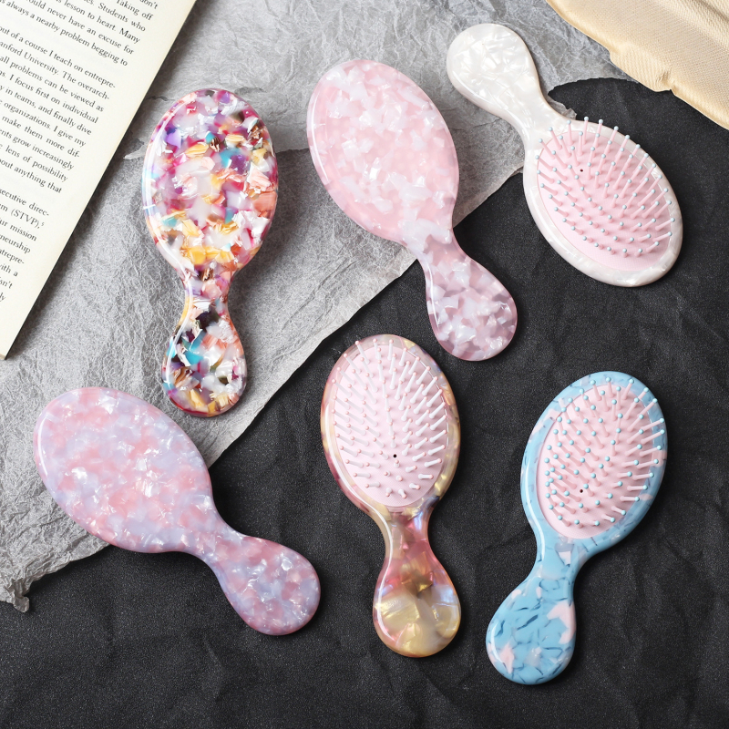 Ацетатен овален гребен за коса, ръчна изработка, женски стил