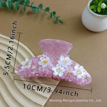 Kosa klipsa ovalna, inspirirana Korejom, s dijamantnim ukrasom, gripper, PVC/PC, originalni dizajn