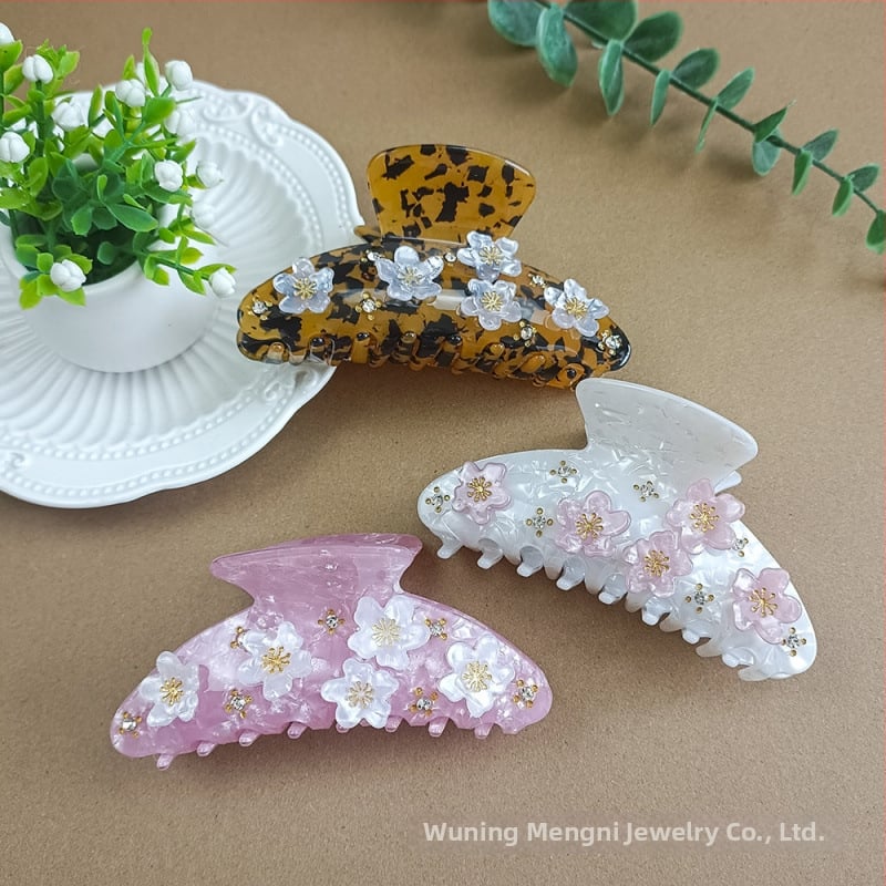 Kosa klipsa ovalna, inspirirana Korejom, s dijamantnim ukrasom, gripper, PVC/PC, originalni dizajn