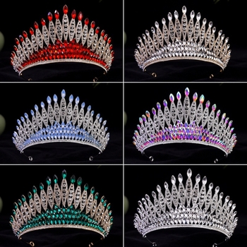 Vjenčana tiara za glavu — legura, dijamantna obrada, kristali tipa vodena cigla, ženski dizajn (proljeće 2025)