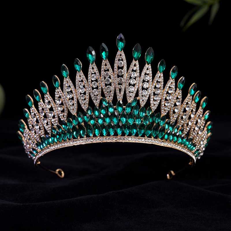 Vjenčana tiara za glavu — legura, dijamantna obrada, kristali tipa vodena cigla, ženski dizajn (proljeće 2025)