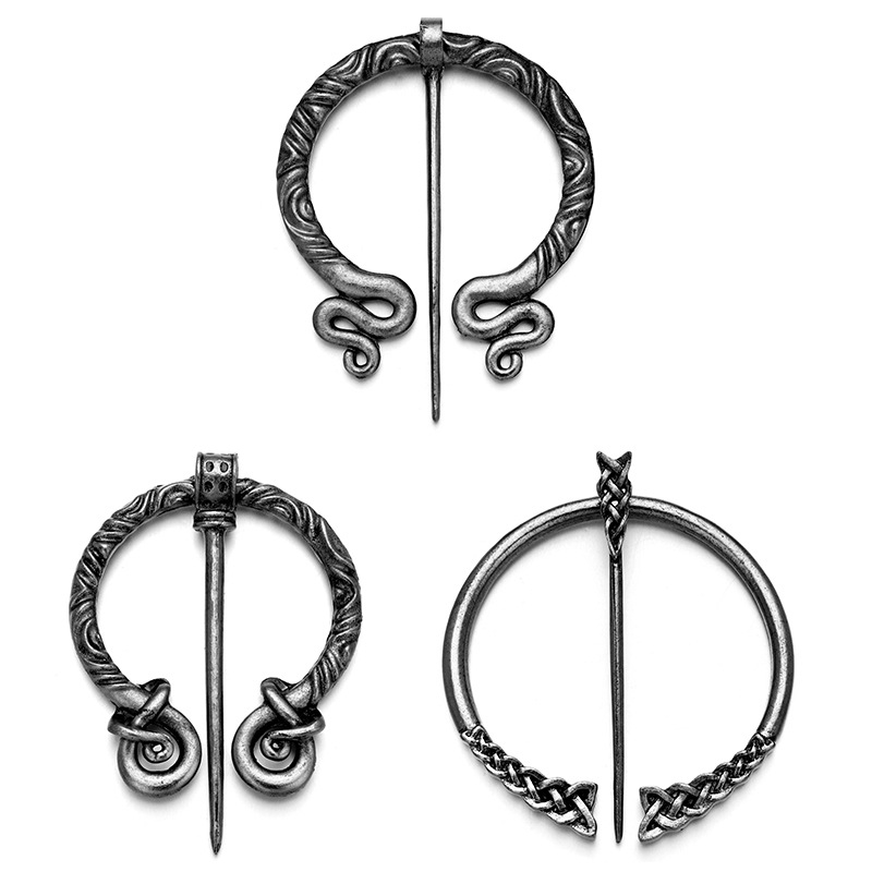 Set od tri broševa: kopča za kaput/kapelu, kopča za šal i kopča za pulover | legura | vintage Viking stil | unisex