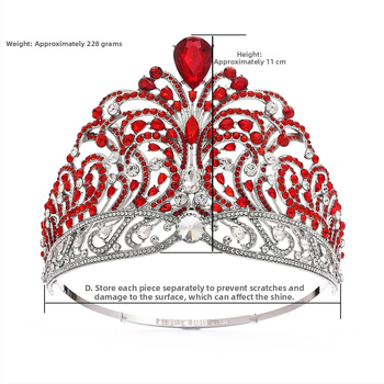 Krona od legure za žene – egzotičan stil, bijeli kristali, prilagodljivo, za vjenčanja i natjecanja ljepote