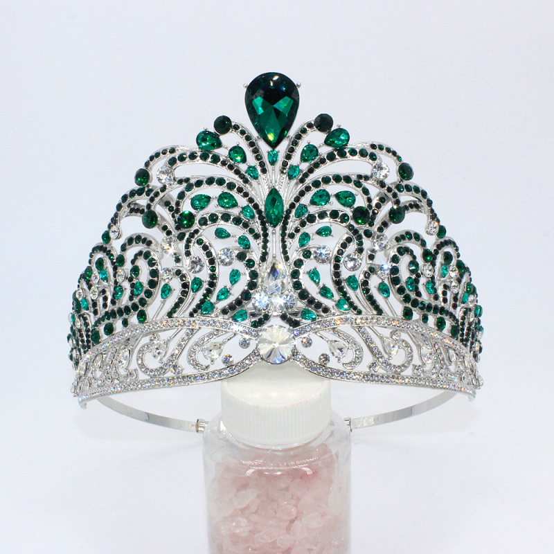 Krona od legure za žene – egzotičan stil, bijeli kristali, prilagodljivo, za vjenčanja i natjecanja ljepote