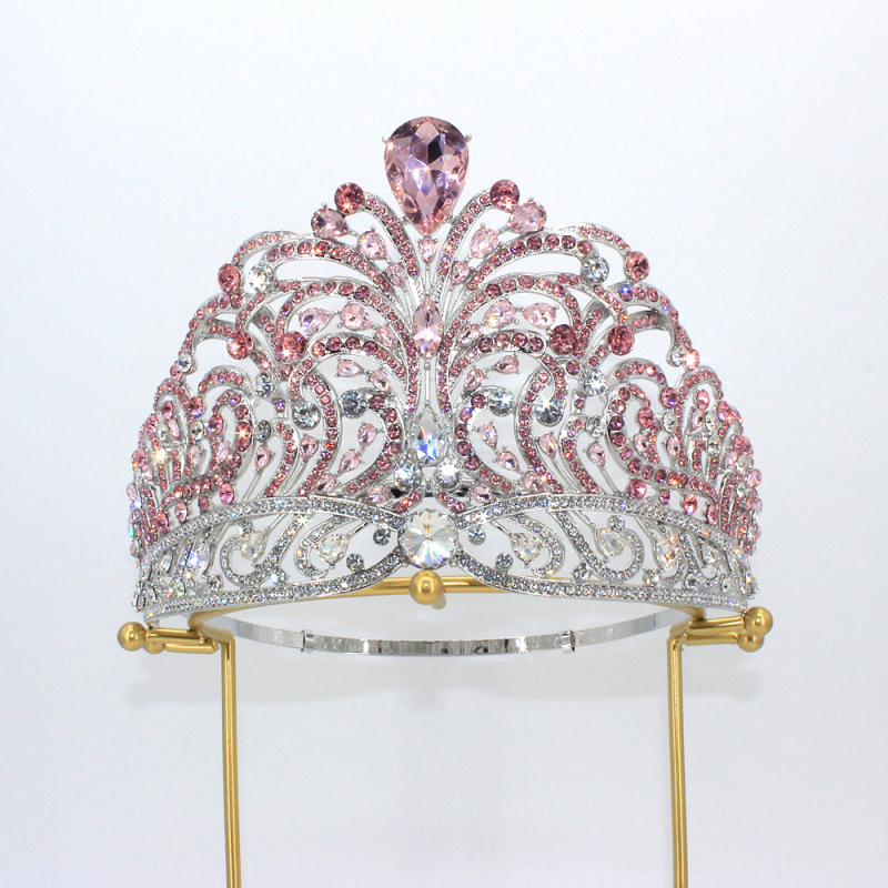 Krona od legure za žene – egzotičan stil, bijeli kristali, prilagodljivo, za vjenčanja i natjecanja ljepote