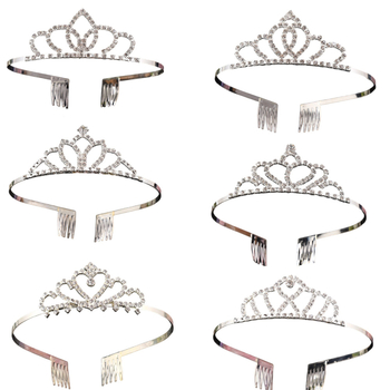 Dječja tiara od legure za glavu s kristalnim ukrasima, elektroplatinirani završni sloj, oblik korone, prilagodljivo, pogodno za vjenčanja i rođendane.