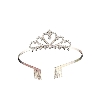 Dječja tiara od legure za glavu s kristalnim ukrasima, elektroplatinirani završni sloj, oblik korone, prilagodljivo, pogodno za vjenčanja i rođendane.