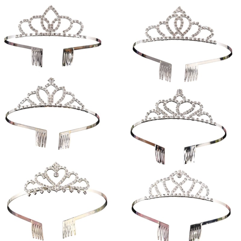 Dječja tiara od legure za glavu s kristalnim ukrasima, elektroplatinirani završni sloj, oblik korone, prilagodljivo, pogodno za vjenčanja i rođendane.