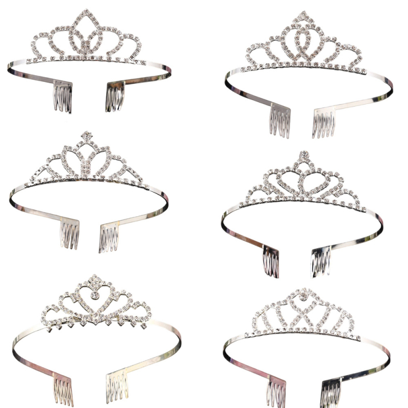 Dječja tiara od legure za glavu s kristalnim ukrasima, elektroplatinirani završni sloj, oblik korone, prilagodljivo, pogodno za vjenčanja i rođendane.