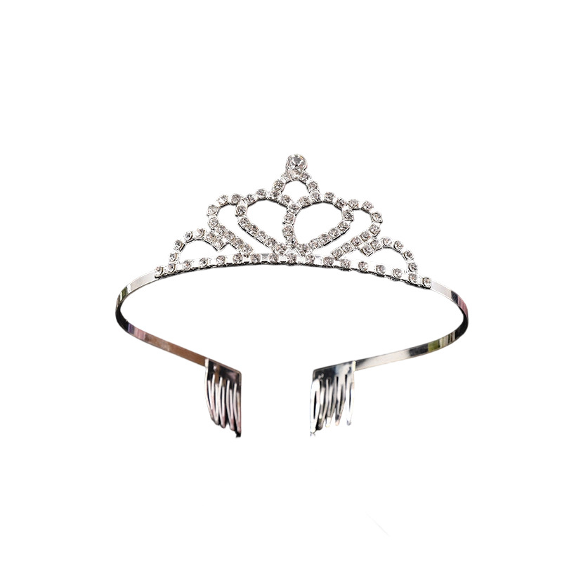 Dječja tiara od legure za glavu s kristalnim ukrasima, elektroplatinirani završni sloj, oblik korone, prilagodljivo, pogodno za vjenčanja i rođendane.